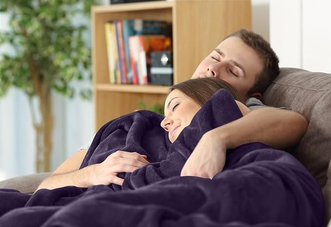 Utopia Bedding Ultra Soft Fleece Bed Blanket Queen Size Purple (90x90 Inch) | Microfiber Plush Warm Lightweight Breathable Cozy Blanket Anti-Static, All Season Use, Gift for Women and Men