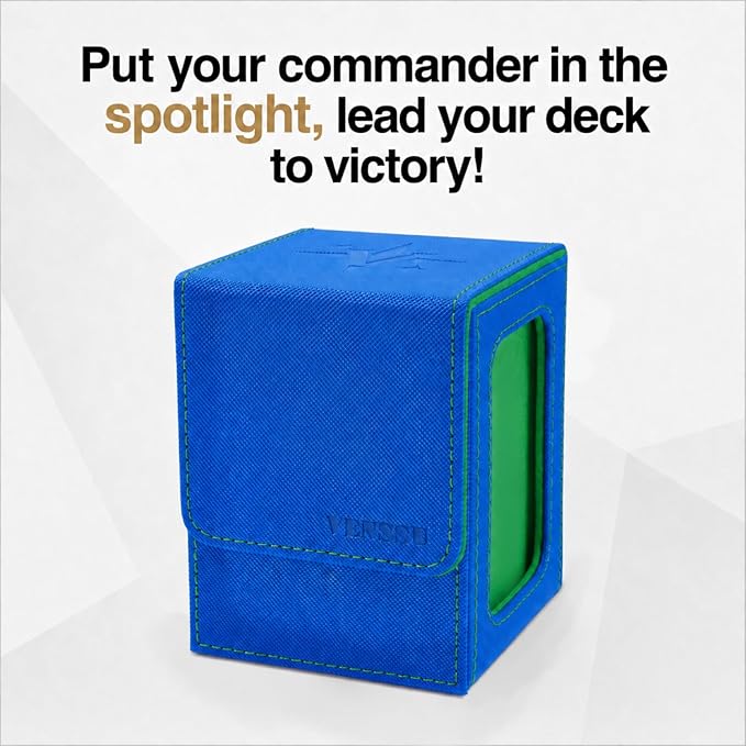 Venssu MTG Deck Box for Commander Display,Card Deck Box Fits 100 Double Sleeved Cards,TCG with 2 Dividers and 1 Toploader (Blue＆Green)