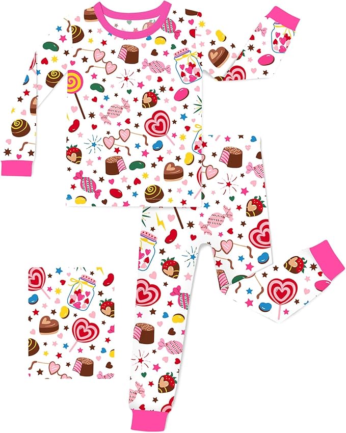Bamboo Viscose Toddler Girls Kids Pajamas Unicorn Mermaid Pjs Long Sleeve Snug fit 12M-8Y 2pcs Soft Jammies