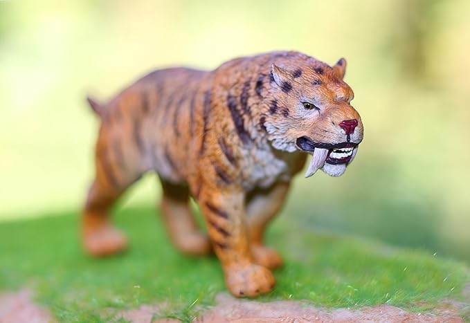 Gemini&Genius Smilodon Toy Figure for Kids, Saber-Toothed Tiger Animals Action Figure Toys for Kids (Smilodon)