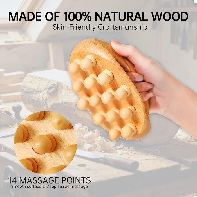 Wood Therapy Massage Tools, Cellulite Massage Tool Wooden Massage Body Brush, Itchy Skin Relief, Body Shaping,Professional Maderoterapia Kit Meridian Pressure Brush, Lymphatic Drainage Massager