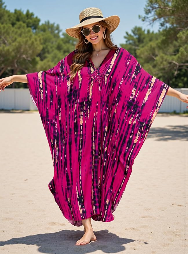 Mumu Dresses for Women Plus Size, Bohemian Kaftan Beach Cover Up Long Maxi Nightgown Soft Loungewear