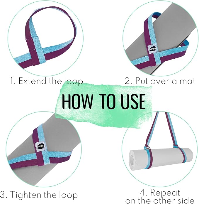 TECEUM Yoga Mat Strap – Extra Soft & Thick Cotton Carrier for All Mats | Adjustable Skin-friendly & Non-Slip Mat Holder Sling in 30+ Colors [Mat Not Included]
