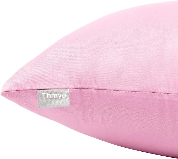 Thmyo 4-Pack 100% Cotton Lumbar Comfortable Solid Decorative Throw Pillow Covers Rectangle Cushion Cover Sublimation Blank DIY Pillowcases for Sofa(Only Covers,No Pillows)(12x20inch/30x50cm,Pink)