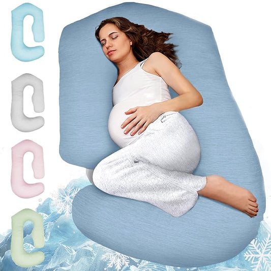 PILLANI Pregnancy Pillows for Sleeping - V C U Shaped Full Body Pillow with Removable Cover, 57inch Cooling Maternity Pillow for Pregnant Women, Support for Back Belly Legs Hip - Pregnancy Must Haves