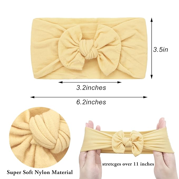 CÉLLOT Super Stretchy Soft Knot Headbands with Hair Bows Head Wrap Hair Accessories For Newborn Baby Girls Infant Toddlers Kids