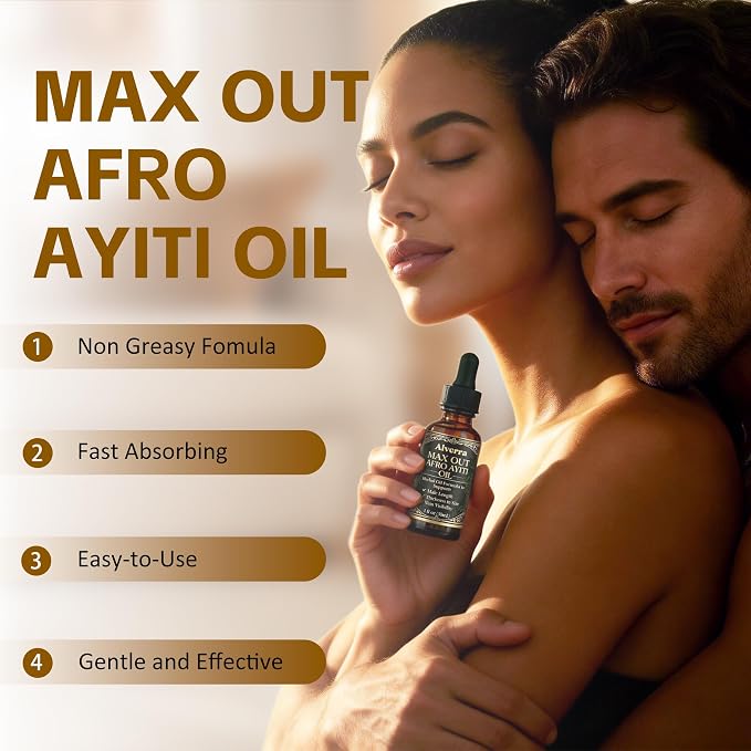 Max Out Afro Ayiti Herbal Massage Oil, 1 Fl Oz (30mL) - Natural Botanical Formula