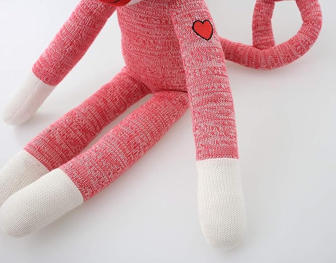 Plushland 20" Adorable Sock Monkey, Soft Plush Knitted Stuffed Animal Toy Gift - for Kids, Babies, Teens, Girls and Boys Baby Doll Present Gift Mother's Day Birthday Graduation Puppet (Pink)