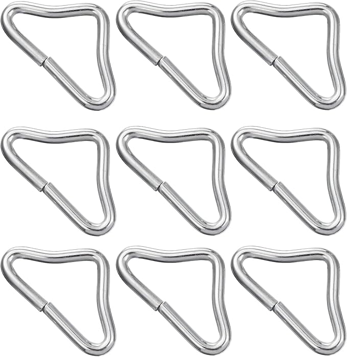 BESPORTBLE 20pcs Triangle Buckle Replacement - Stainless Steel V- Rings for Trampoline Parts & Accessories Durable Silver Triangle Rings for Outdoor Gear and DIY Bags