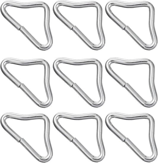 BESPORTBLE 20pcs Triangle Buckle Replacement - Stainless Steel V- Rings for Trampoline Parts & Accessories Durable Silver Triangle Rings for Outdoor Gear and DIY Bags