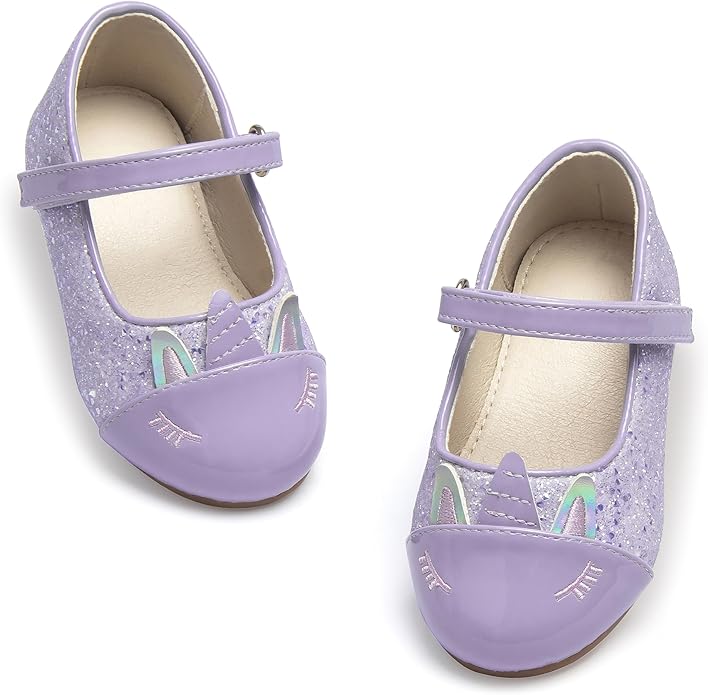 THEE BRON Mary Jane Ballet Flats - Girls' Dress Shoes with Hook & Loop Closure
