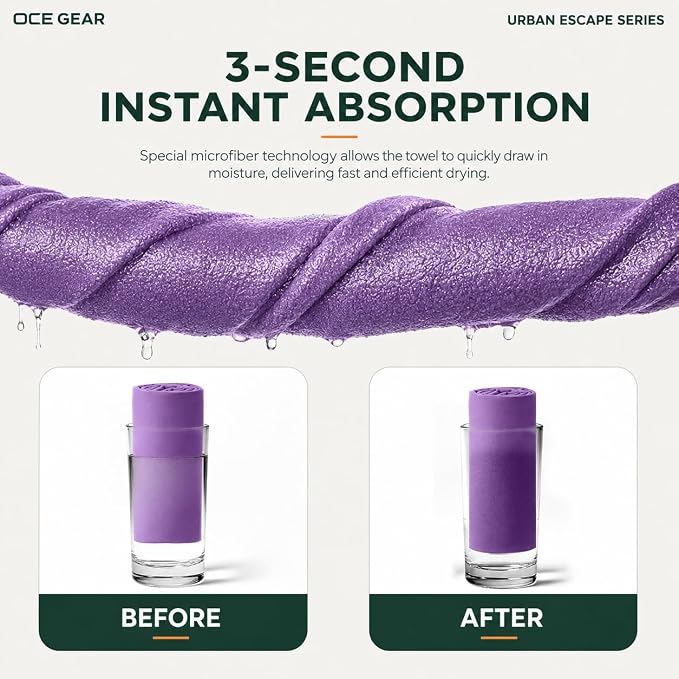 Microfiber Travel Towel, Soft Lightweight Quick Dry Towel, Super Absorbent Compact Travel & Sports & Beach Towels for Camping, Backpack, Gym, Swimming, Yoga, Hiking (Purple, X Large)
