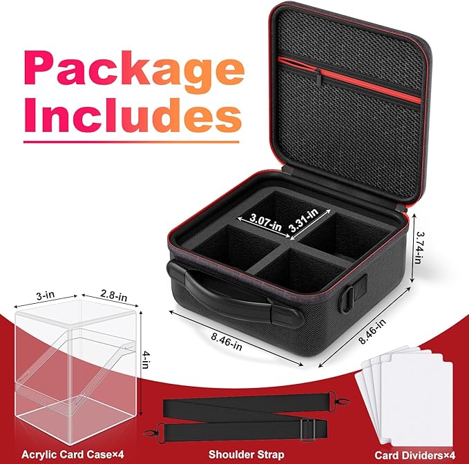 Proijeut Card Deck Box with Portable Case, 4 Pack Clear Commander Deck Box with 4 Dividers, Holds 400+ Double Sleeved Cards, Fit for MTG, YuGiOh, TCG