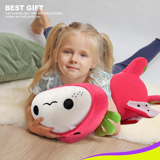 Onsoyours Cute Axolotl Dragon Fruit Plush, 19" Soft Large Stuffed Animals Big Axolotl Pitaya Plush Pillow, Kawaii Plushie Toy for Kids (Axolotl Dragonfruit B, 19")