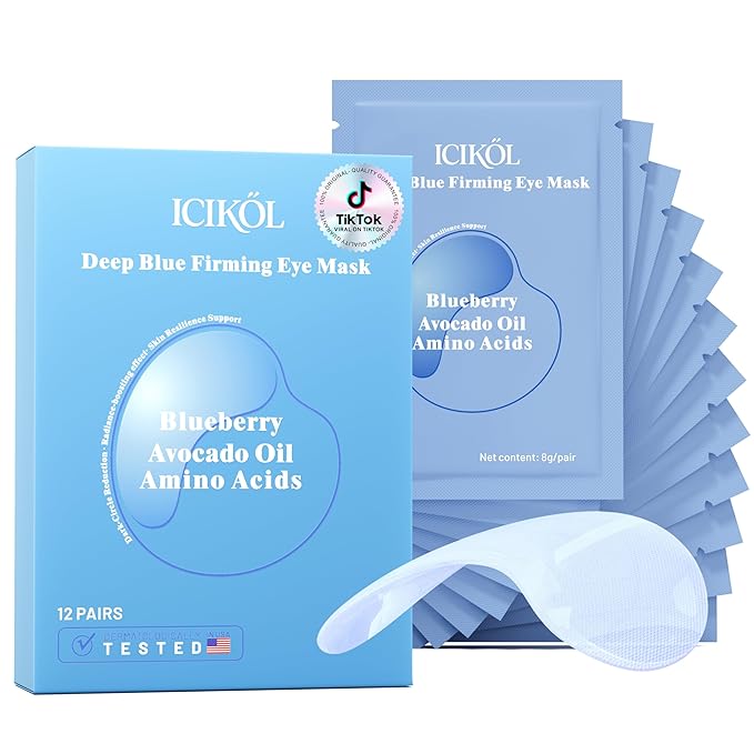 Blueberry Collagen Under Eye Patches, Eye Mask for Puffy Eyes and Dark Circles, Deep Hydrating Under Eye Mask Patches for Eye Bags Treatment, Under-eye Skincare for Dullness (12 pairs)