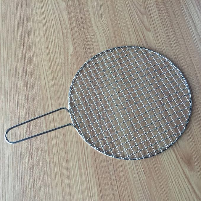 Stainless Steel Cross Wire Round Steaming Cooling Barbecue Racks With Handle For BBQ Korea Carbon Baking Net