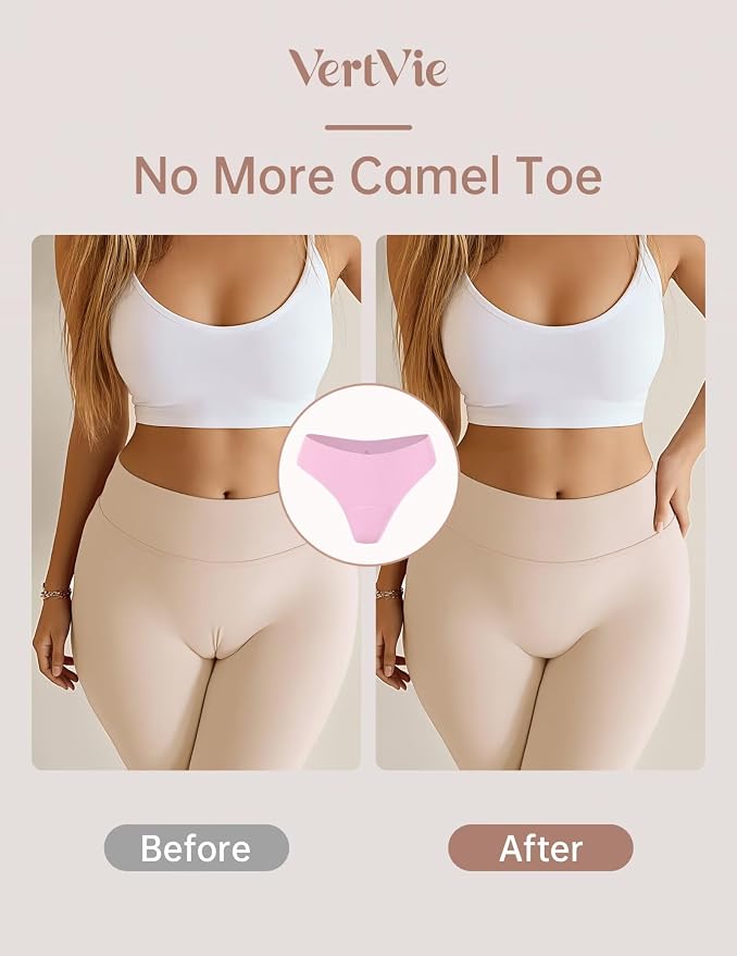 Vertvie Seamless Thongs for Women No Show Thong Panty Liners Invisible Workout Panties Sexy Breathable G-String Underwear