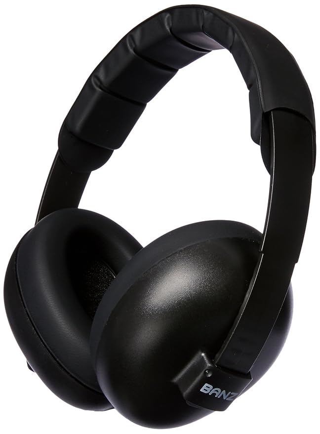 BANZ Baby Earmuffs – Noise Cancelling Headphones for Infant & Toddler Hearing Protection, Baby Ear Muffs Noise Protection, ANSI Certified, Ages 0–2 Years, Adjustable - Black
