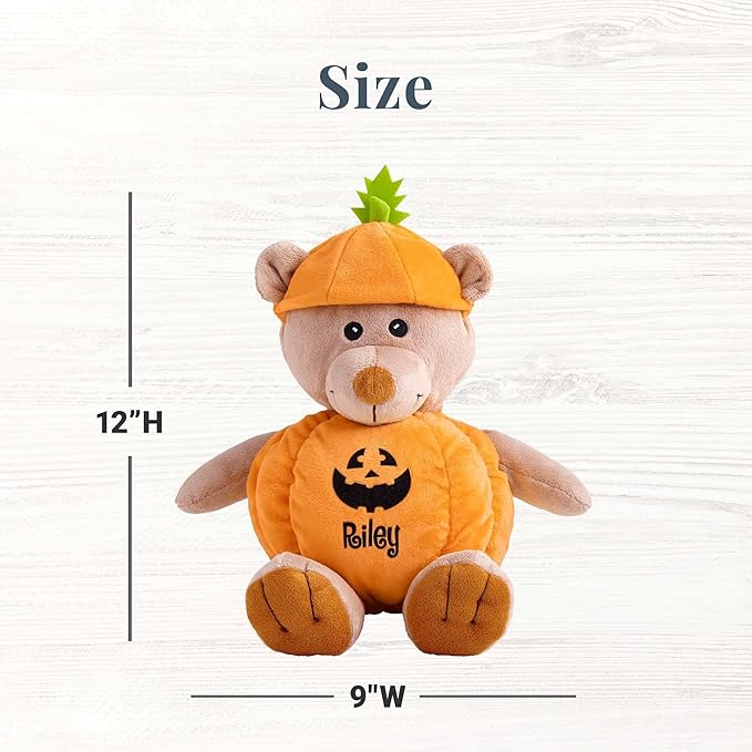 Let's Make Memories Personalized Halloween Teddy Bear - Stuffed Animal - Bear in Pumpkin Costume Toy - Customize Name