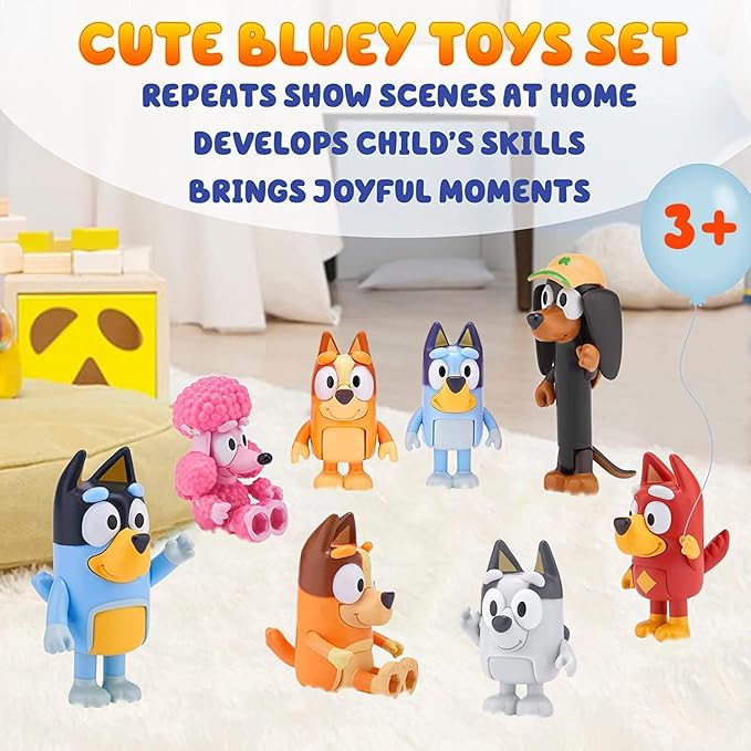 8 PCS Wolfs Figures Toys Playset, Wolves Action Figurines Family and Friends Set, Cake Toppers 2.5-3 Inch