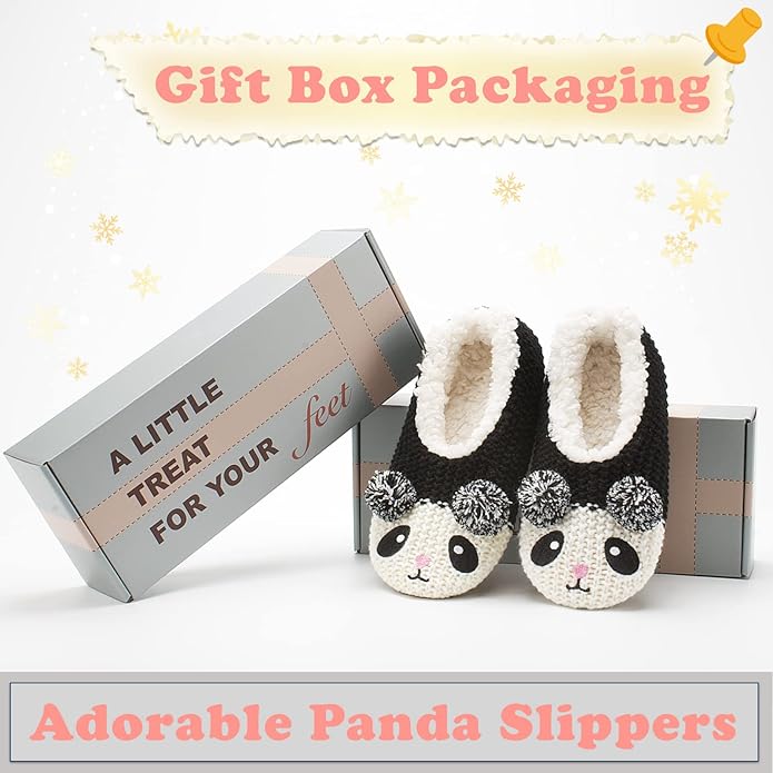 Cute Animal House Slippers, Warm Fuzzy Slipper Socks with Grippers Non Slip, Cozy Funny Gifts
