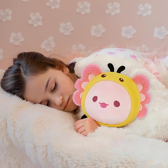 Mewaii Cute Axolotl Bee Plush Pillow, Kawaii Plushies Axolotl Stuffed Toy, Axolotl Plushies with Bee Outfit Costume, Soft Squishy Birthday Gifts for Kids & Teens (8 Inch)