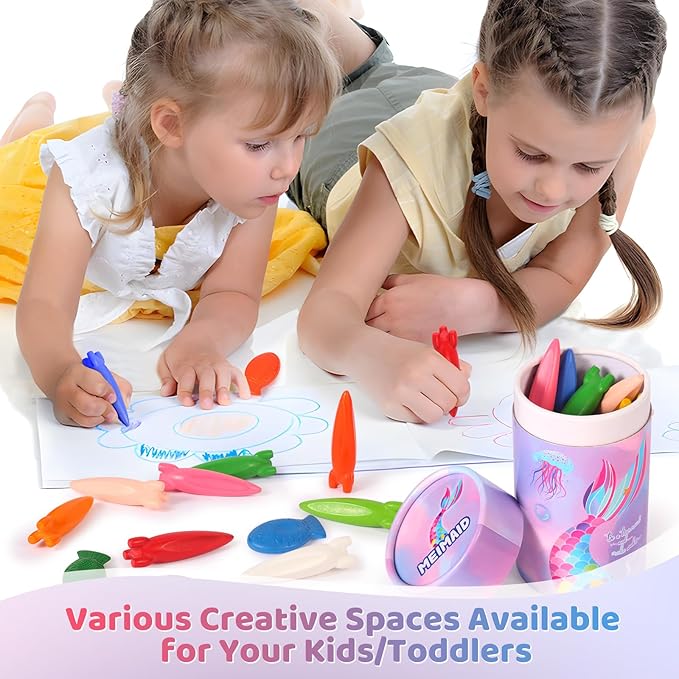 DreamCandy Rocket and Fish-Shaped Crayons,36PCS Non Toxic Washable Toddler Crayons for Kids and Toddlers,Art Supplies Drawing Coloring Crayon Set,Gift for Girls and Boys,Back to School