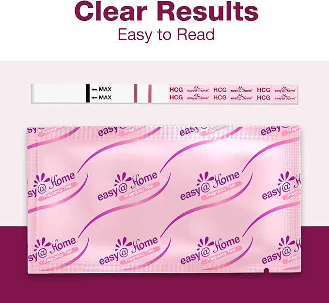 Easy@Home Pregnancy Test Strips: 20 Bulk Pregnancy Strips, Early Detection hCG Test Kit - Pruebas de Embarazo, Powered by Premom APP | 20 Pack