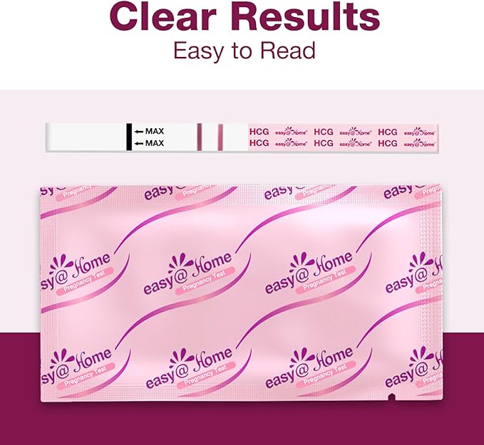 Easy@Home Pregnancy Test Strips: 40 Bulk Pregnancy Strips, Early Detection hCG Test Kit - Pruebas de Embarazo, Powered by Premom APP | 40 Pack