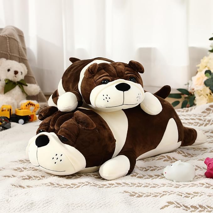 17.7" Huggable Dog Plush, Cute Stuffed Animal, Soft Adorable Cuddle Companion for Kids, Christmas Birthday Plush Pillow Gift for Boys and Girls