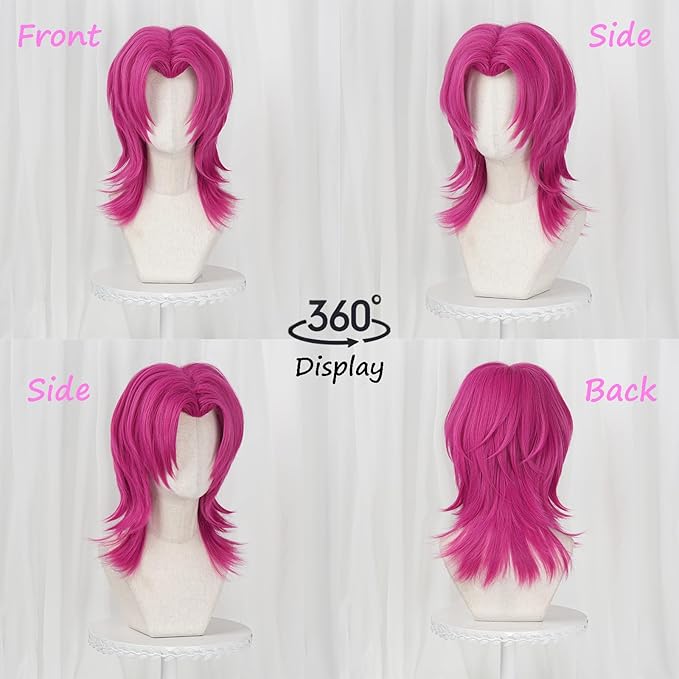 Pink Kp Group Dance Wig Halloween Costume Hair Cover for Parties Stage Performances（Long Pink）