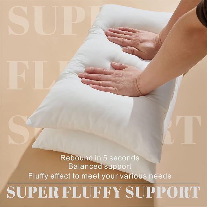Water Resistant Polyester Pillow Inserts with Plush Dot Cover | Pack of 2 Square Form Indoor Decorative Pillow, Bed and Couch Pillows, 12 x 20 Inches, Orchid
