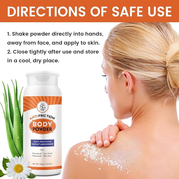 Chafing Relief Powder, Talc-Free Women's Body Powder for Underbreast, Groin & Feet, Sweat & Friction Defense for Gym & Sports, On-The-Go Portable, Stay Dry, Move with Confidence, Fresh Scent, 3.53oz