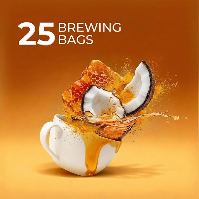 Life Plus Style Gourmet La Granja Coco Honey Green Tea 25 Individually Wrapped Tea Bags Turmeric Chamomile Coconut Honey Flavored Green Tea Refreshing Herbal Infusion Gift for Tea Lovers