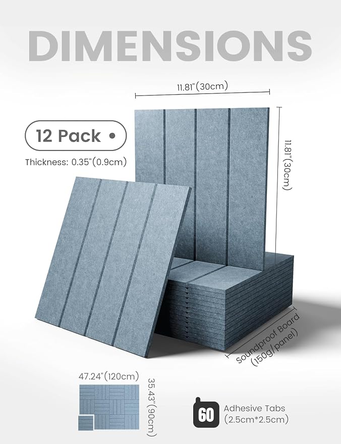 Fluxynara Felt Bulletin Board & Cork Board Alternative, Dusty Blue | 48" x 36" Pin board, Removable Adhesive Tabs, Easy Install Without Wall Damage, For Home Office Decor