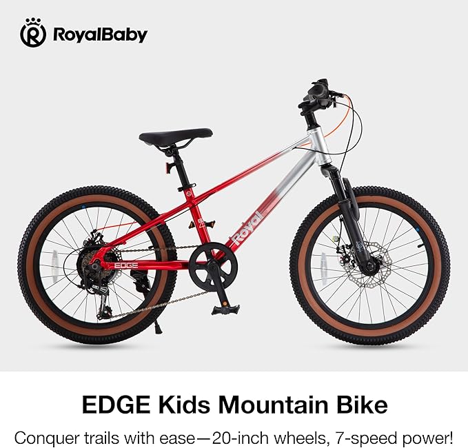 RoyalBaby Kids Mountain Bike for Boys and Girls, Ultra-Light Aluminum 20-26 Inch Wheel Bicycle for 6-14 Years Old Children, 7/21-Speeds Drivetrain