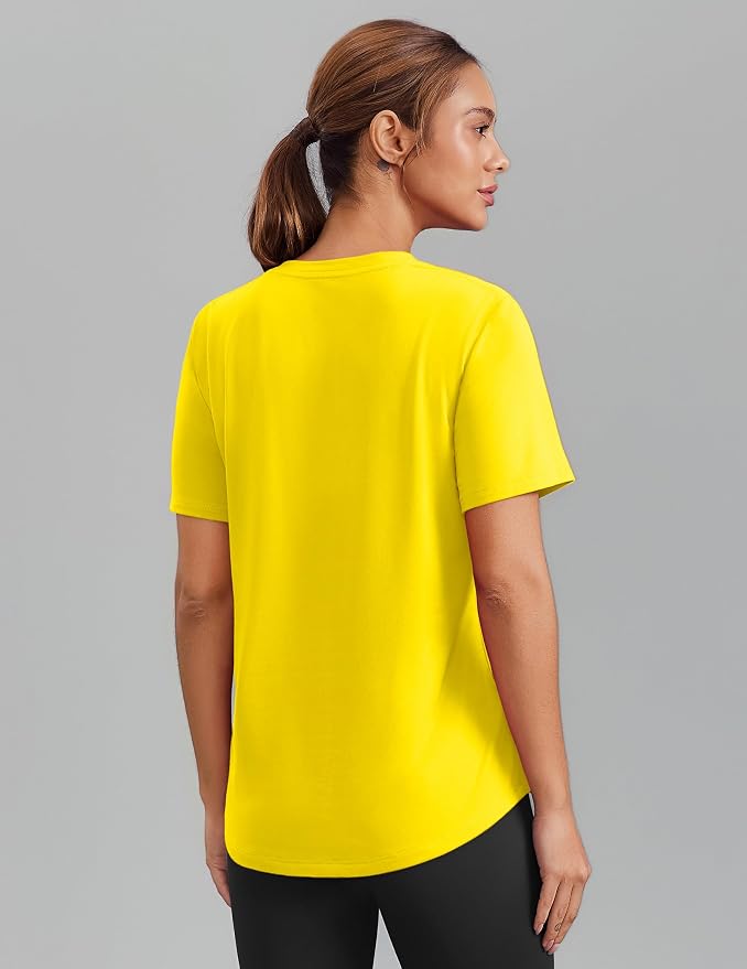 PINSPARK Soft Workout Tops for Women Short Sleeve V Neck Moisture Wicking UPF 50+ Sun Protection Quick Dry Gym Shirts