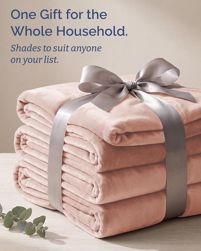 Ultra Soft Fleece Blanket Giant Blanket Size - Flannel Fleece Luxury Blanket - Lightweight for Couch Bed Chair - Thick, Warm and Breathable - All Season Cozy, Rosewater