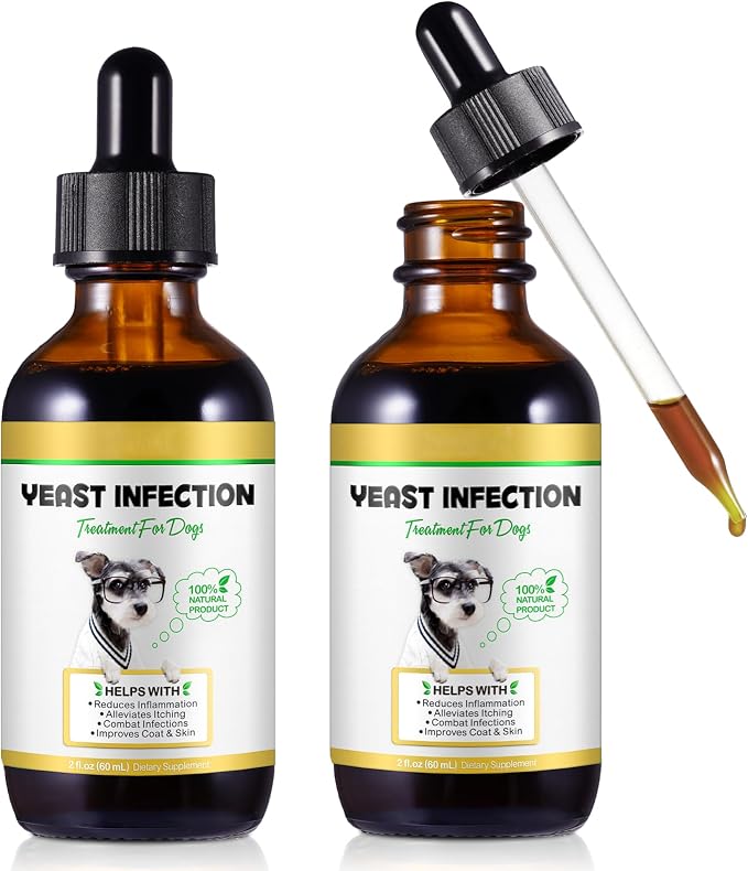 Yeast Infection Treatment for Dogs, Dog Ear Infection Treatment Yeast Ear Treatment for Itchy Dog Skin Relief, Dog Allergy Relief, Ear Infection- 4 Fl Oz / 120ml