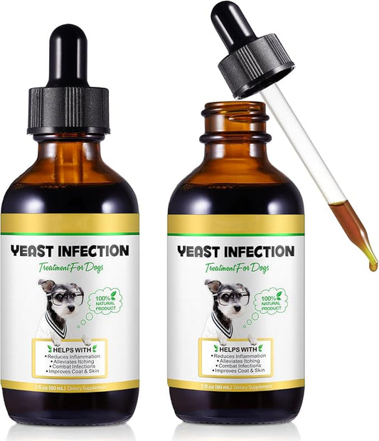 Yeast Infection Treatment for Dogs, Dog Ear Infection Treatment Yeast Ear Treatment for Itchy Dog Skin Relief, Dog Allergy Relief, Ear Infection- 4 Fl Oz / 120ml