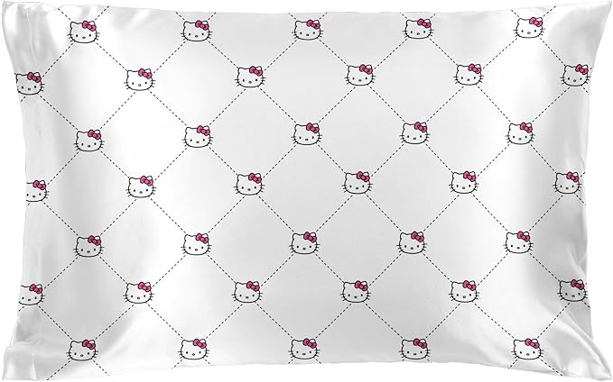 Jay Franco Satin Pillowcase - Standard Size 20x30 Inch Silky Soft Premium Pillow Cover, White - Hello Kitty