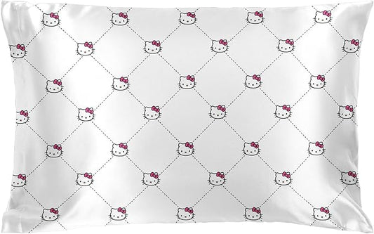 Jay Franco Satin Pillowcase - Standard Size 20x30 Inch Silky Soft Premium Pillow Cover, White - Hello Kitty