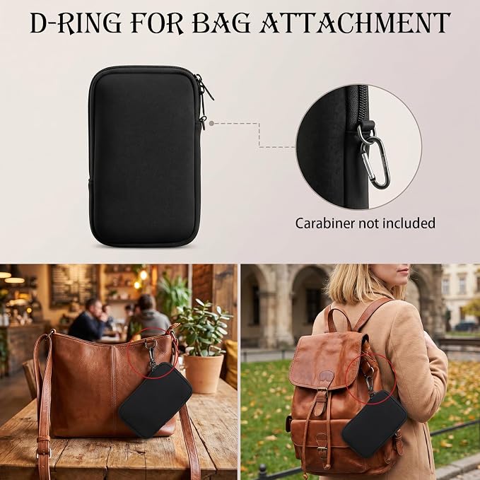 Portable Tampon Organizer Bag, Period Bags, Holder & Storage Case with Zipper for Travel, Discreet Waterproof Friendly Feminine Products Pouch for Women Purse (Black)
