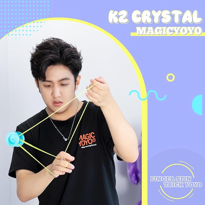 MAGICYOYO Responsive Yoyo for Beginners K2, Dual Purpose Yo Yo for Kids with Replacement Unresponsive Bearing for Intermediate + Bearing Remover + Yo-yo Case Bag + 12 Yoyo Strings (Blue)
