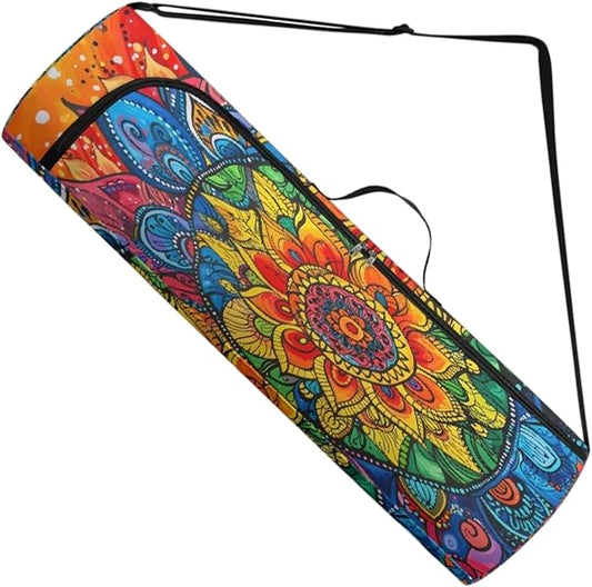Spacious Extra Large Storage Yoga Mat Bag | Huge Capacity Mandala Gym Tote - Waterproof Wear-Resistant Carrier Strap Pilates