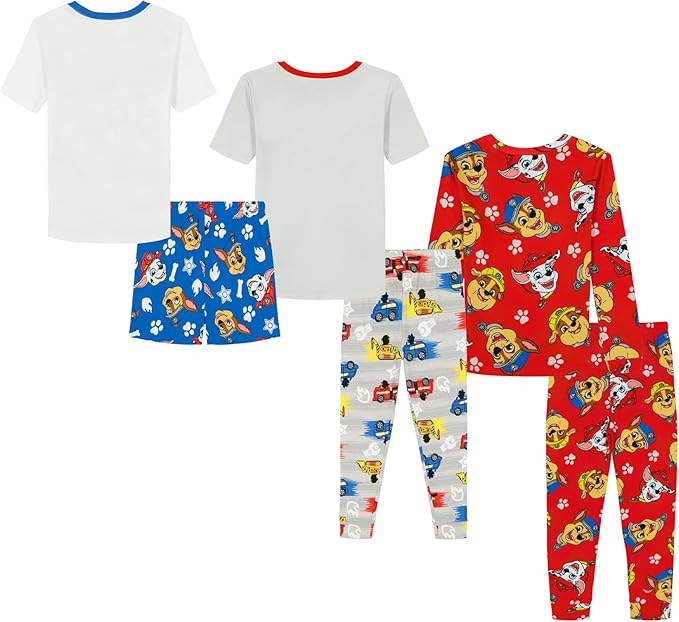 Nickelodeon Boys' Paw Patrol 6-piece Snug-fit Cotton Pajama Set, Soft & Cute for Kids