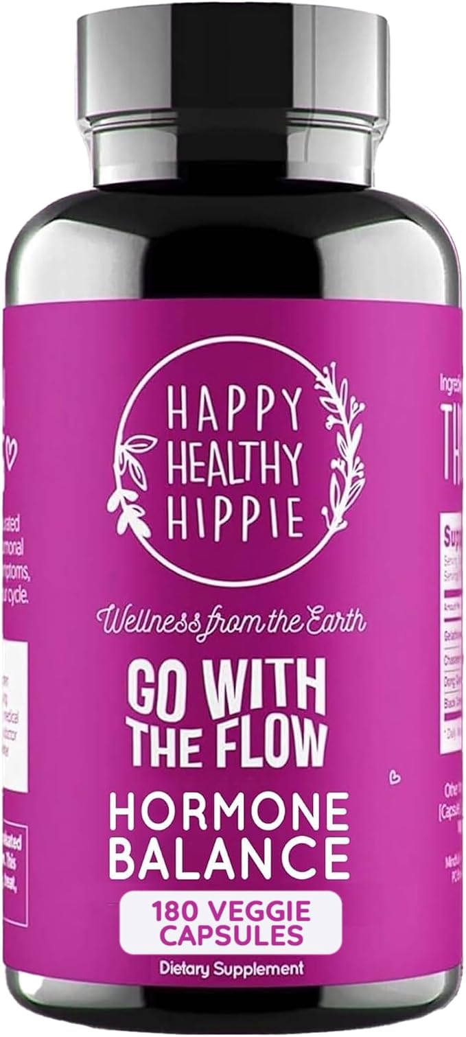 Happy Healthy Hippie Hormone Balance for Women + PMS Support, 180 Ct | PMS & PMDD Support - Mood, Cycle Regularity - Chasteberry, Maca, Dong Quai, Black Cohosh - Vegan, Non-GMO, 90 Servings