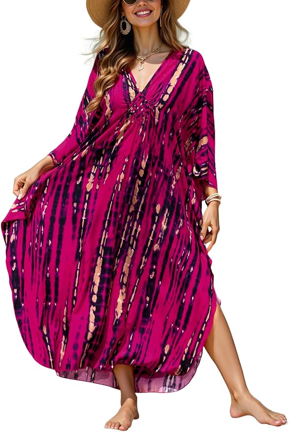 Mumu Dresses for Women Plus Size, Bohemian Kaftan Beach Cover Up Long Maxi Nightgown Soft Loungewear