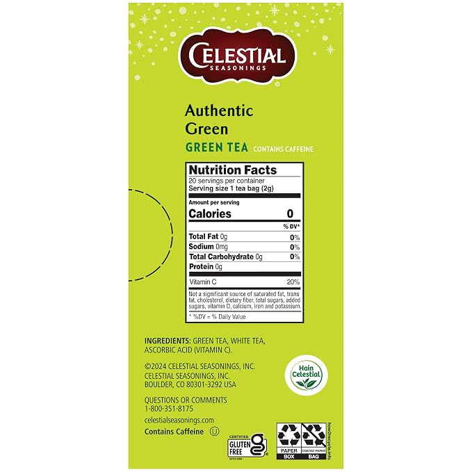 Celestial Seasonings Authentic Green Tea 20 Tea Bags