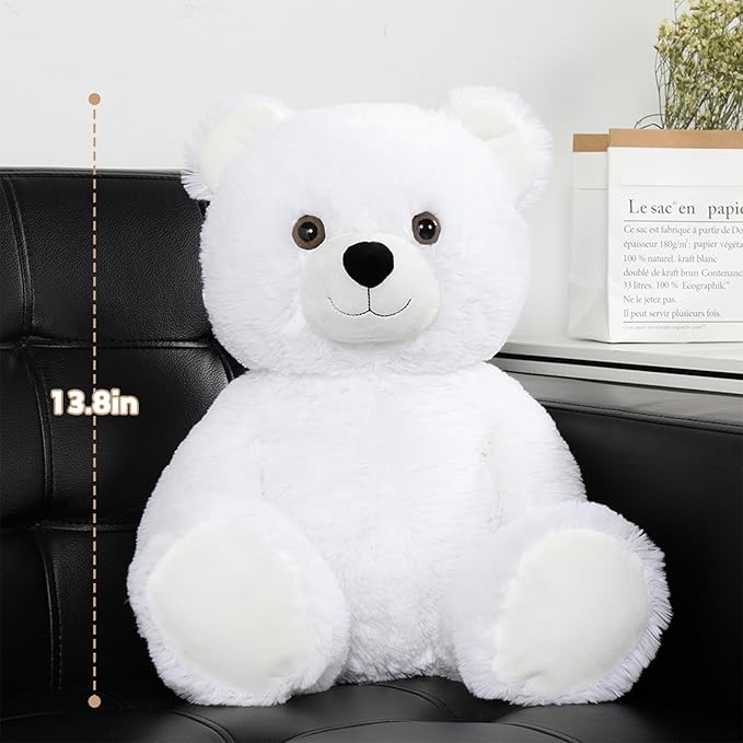 Tezituor White Teddy Bear Stuffed Animal, Cute 18 inch Stuffed Teddy Bear Plush Toy, Small Teddy Bear Plush Gifts for Boys Girls